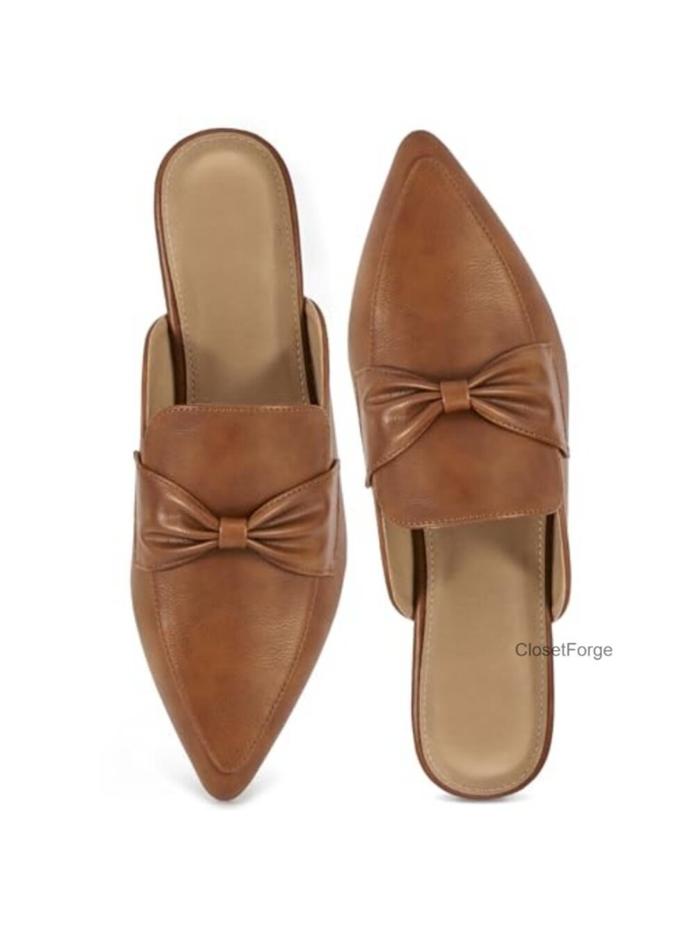 Women's Mules with Bow - Slip On Backless Flats - Comfortable Dress Slides